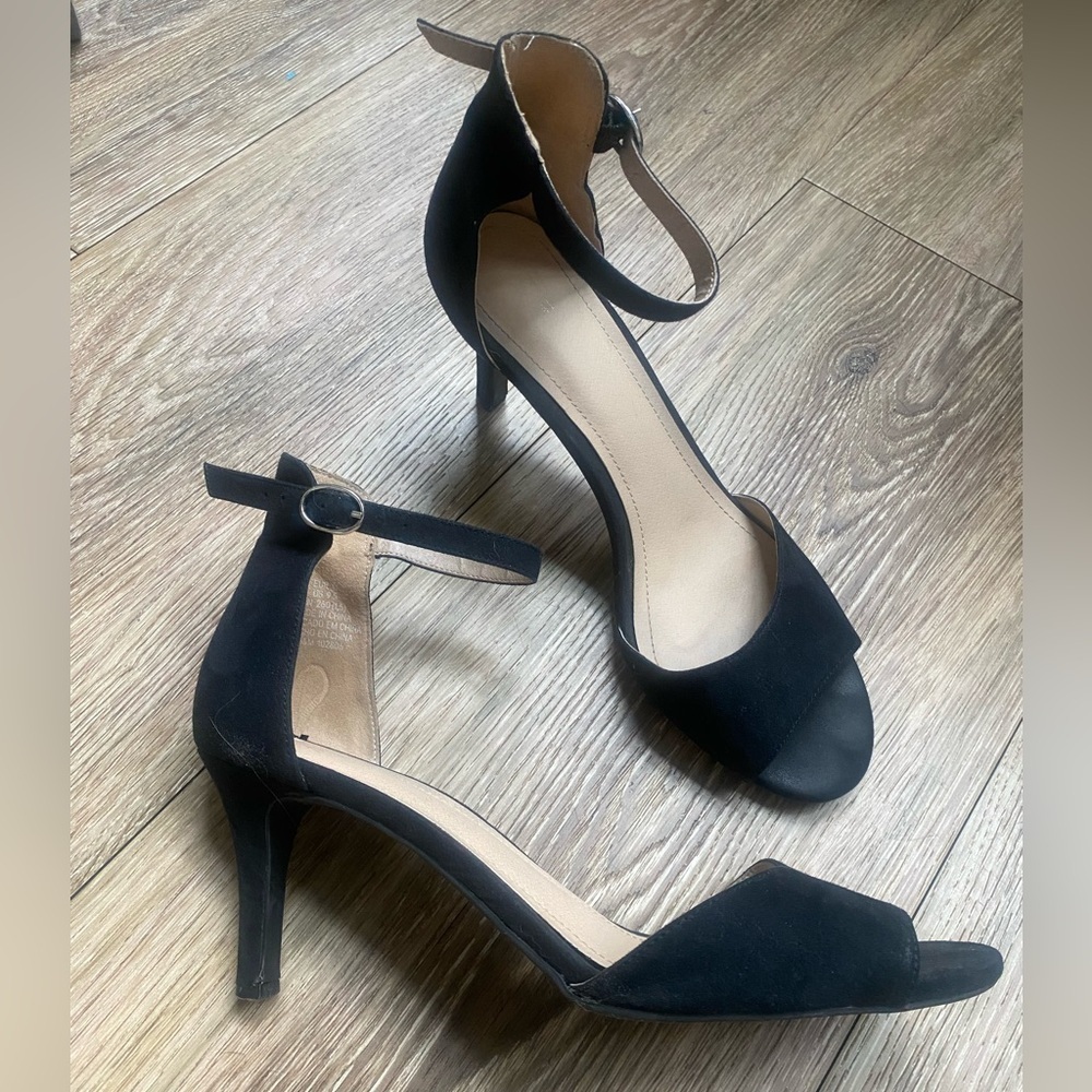 EUC H&M Faux Suede Closed Ankle & Peep Toe Strapy 3" Heel Size 9.5 - Picture 7 of 8